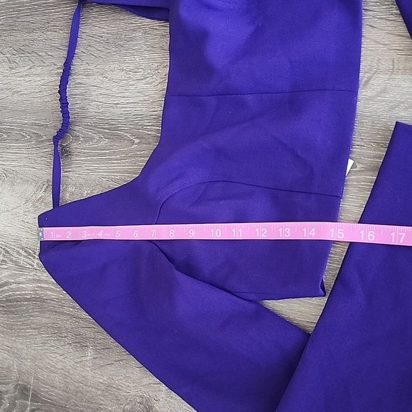 NEW! ZARA Long Sleeve Cropped Open Back Square Neck Bustier Style Top Purple - Picture 5 of 11